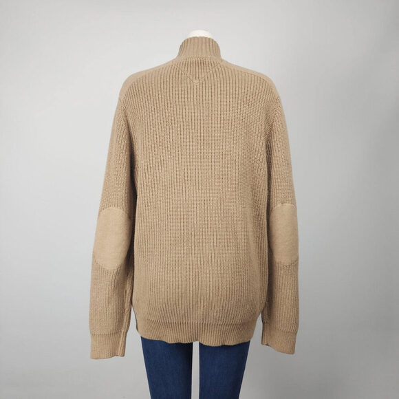 Tommy Hilfiger Brown Cotton Ribbed Knit Zip Up Jacket Size XL - Picture 6 of 9
